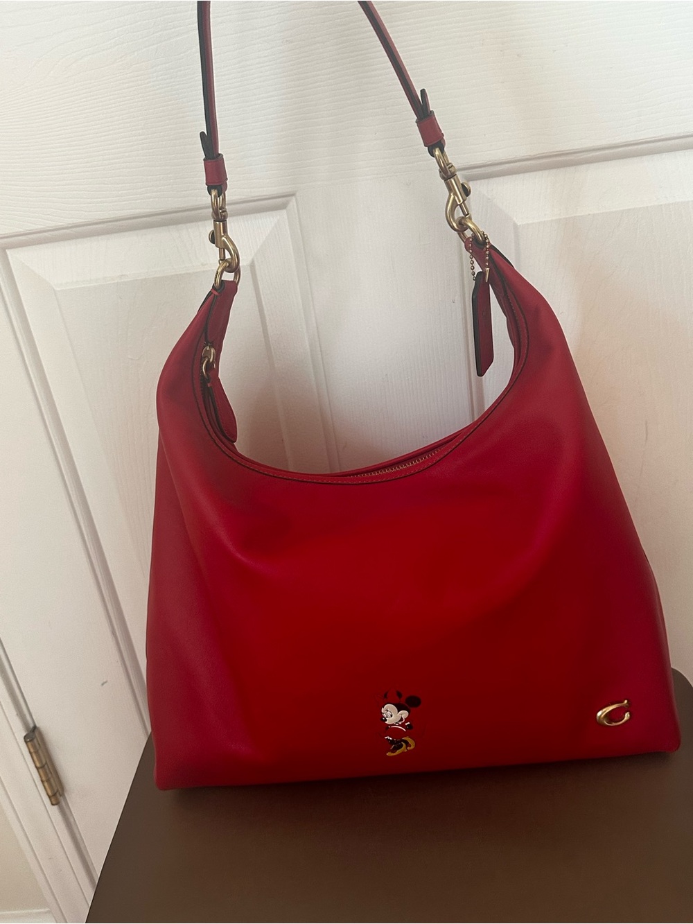 Coach Disney Red Julie 38 with Minnie Mouse Accent